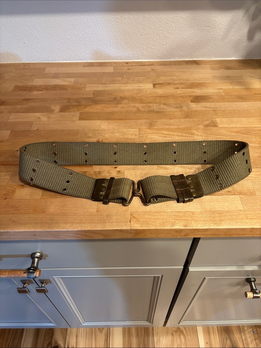 Free People Olive Webbed Belt with Metal Clasp